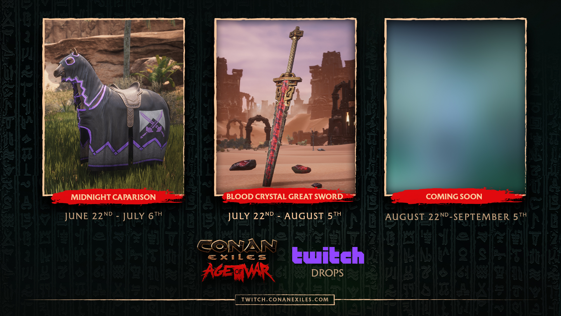 Drop na Twitch de Conan Exiles (Espada de Cristal de Sangue) Reino de